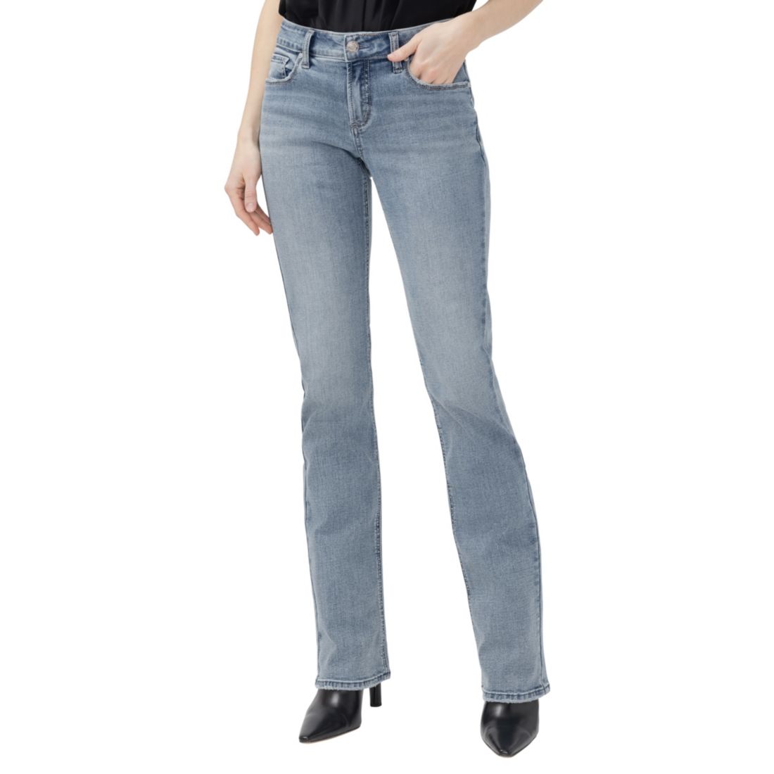 Silver Jeans Co. Women's Elyse Slim Boot Stretch Bootcut Cotton-Blend Jeans