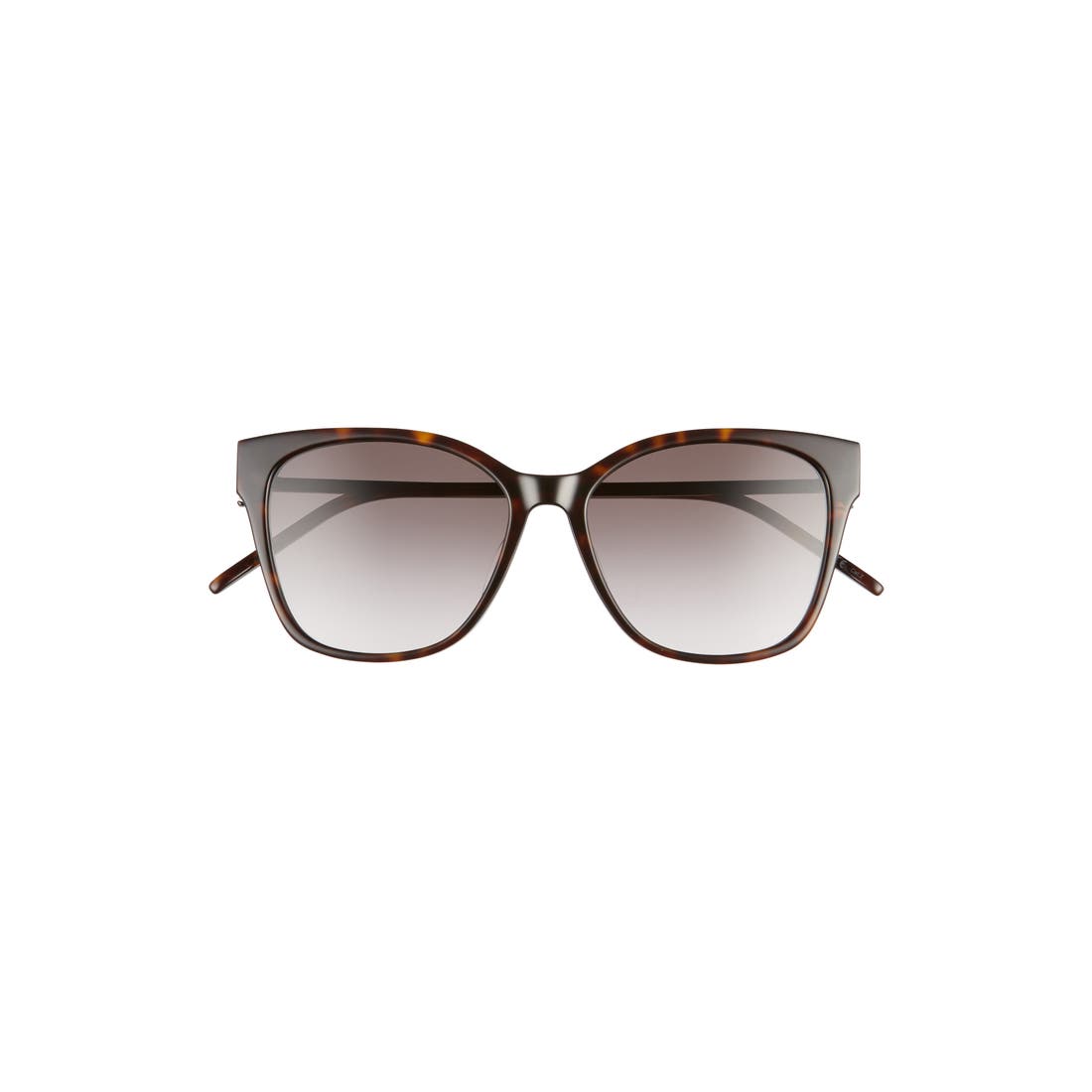 Saint Laurent 56mm Rectangular Sunglasses in Shiny Dark Havana/grey Grad