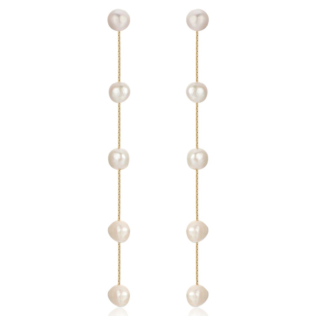 Ettika Dripping Freshwater Pearl Linear Drop Earrings