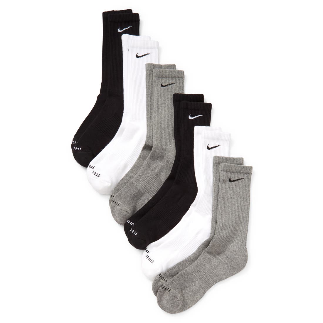 Nike Assorted 6-Pack Everyday Plush Cushion Crew Training Socks