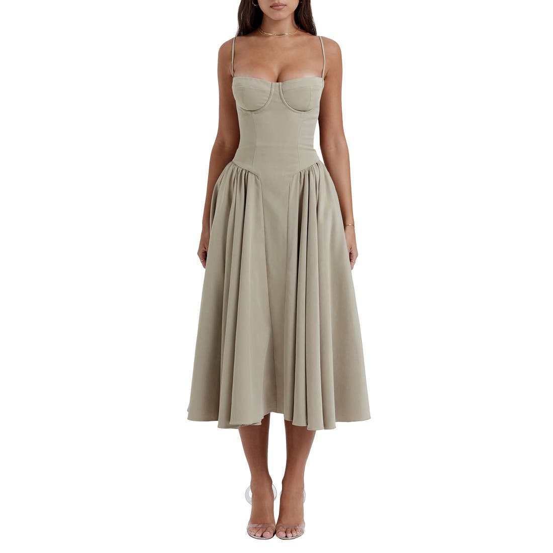 samaria corset fit & flare dress house of cb Nordstrom available now at The Westchester™ Elegant Red Black Strapless nickelodeon and underwire support Color:BOHO BEAUTY BUTTER