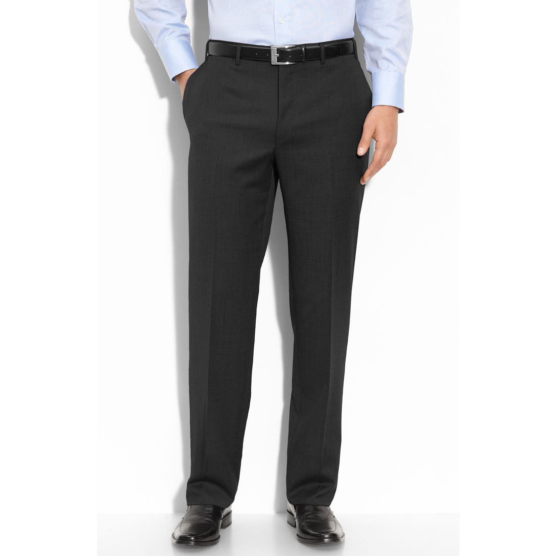 Canali Wool Flat Front Trousers