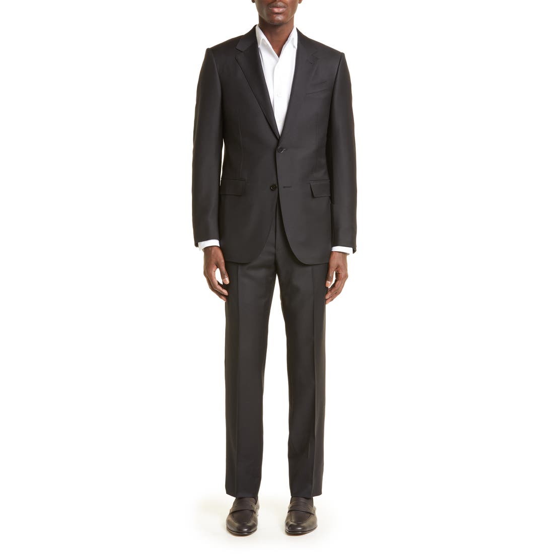 Zegna Trofeo Solid Black Wool Suit
