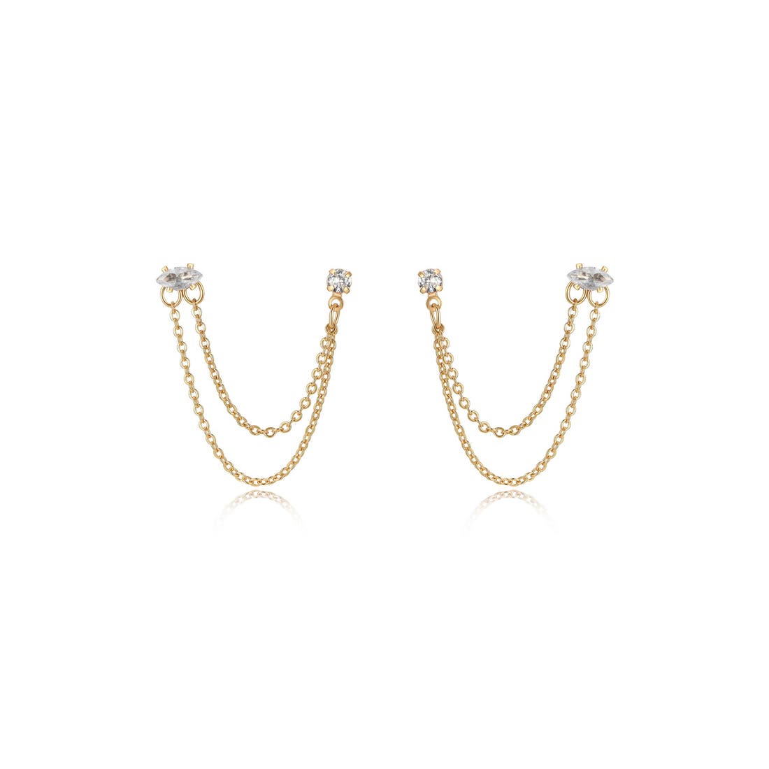 Ettika Double Piercing Chain Drop Earrings