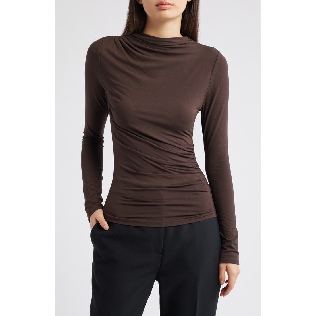 Rails Joelle Ruched Funnel Neck Top
