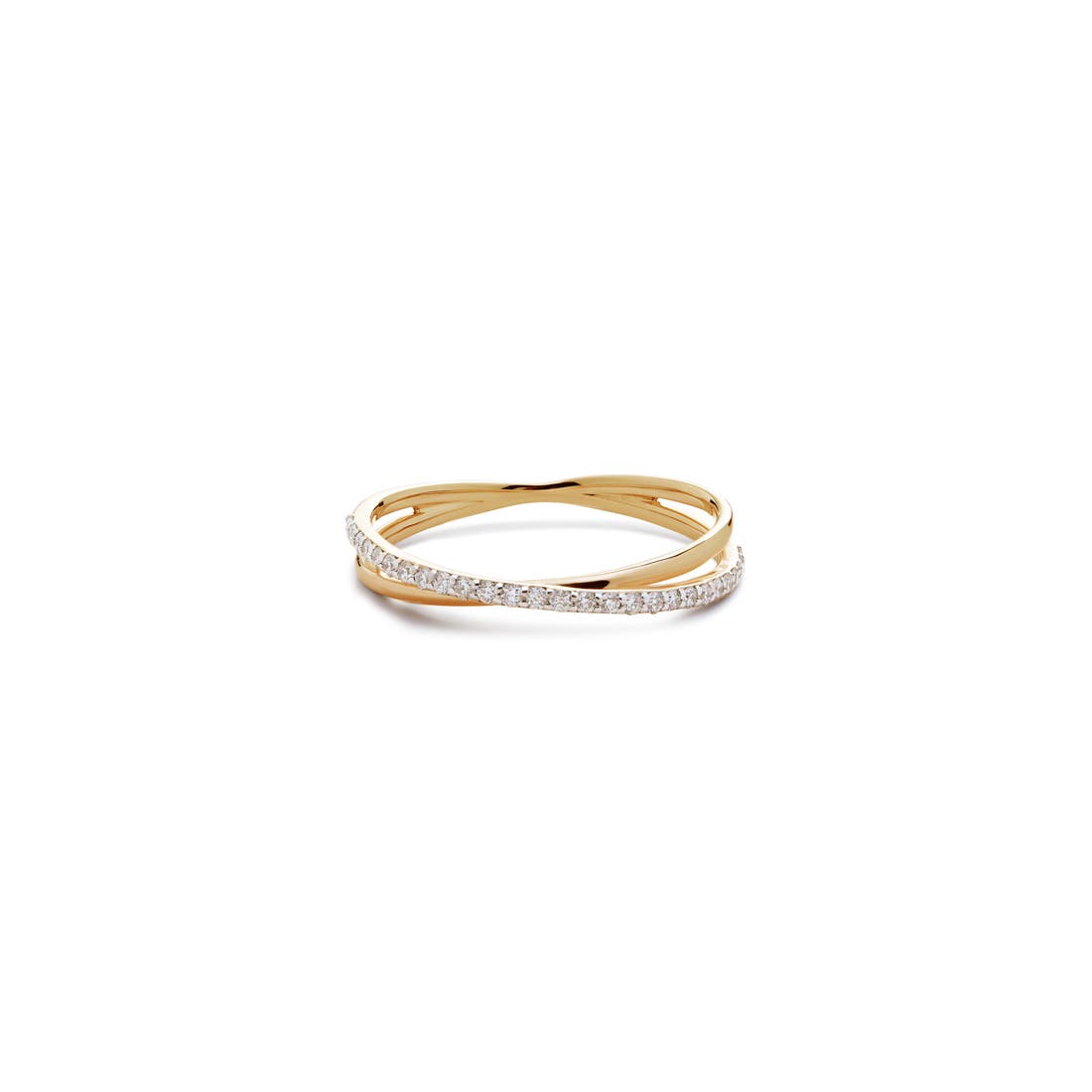 Monica Vinader 14K Gold Diamond Crossover Ring