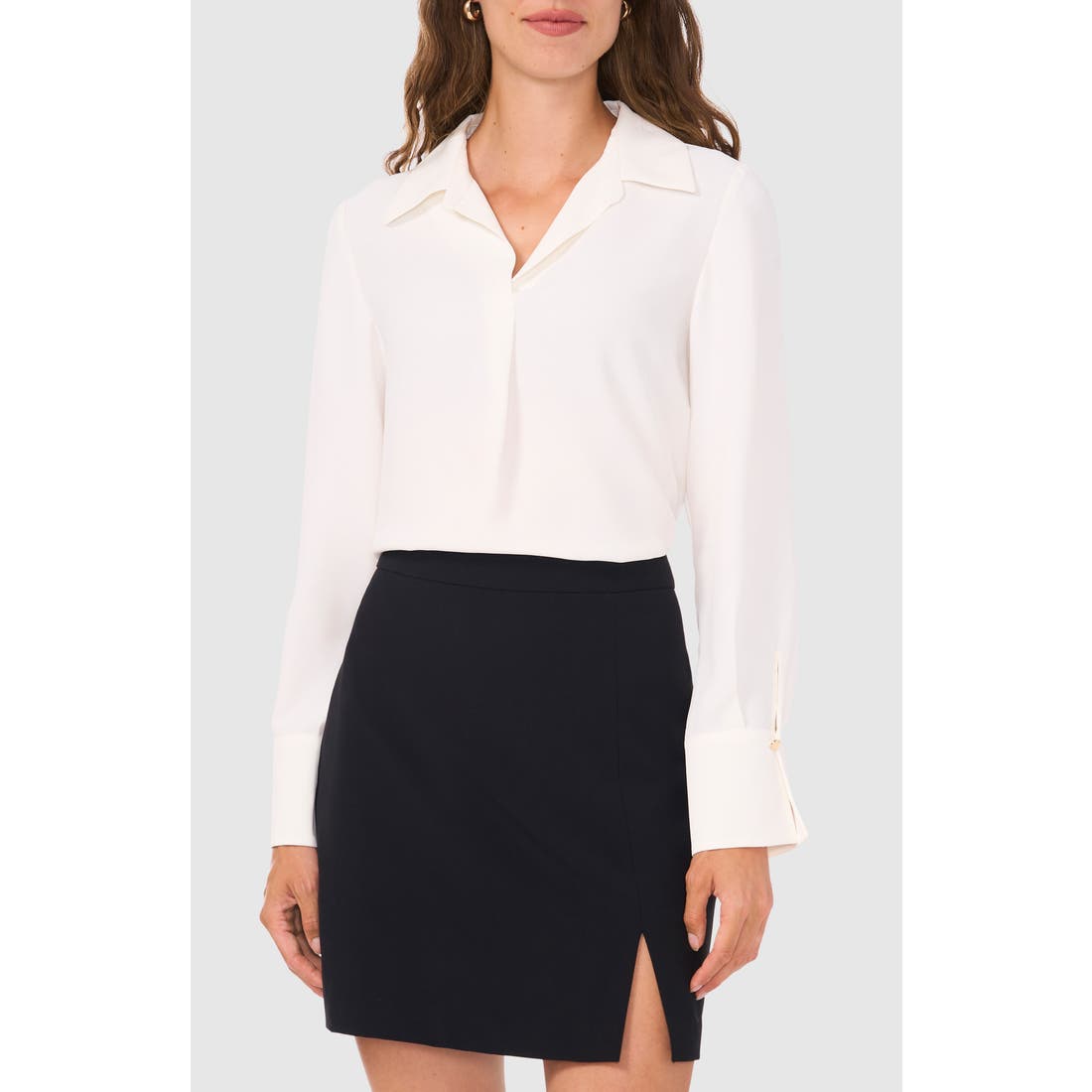 Halogen(r) ) Split Cuff Button-Up Top