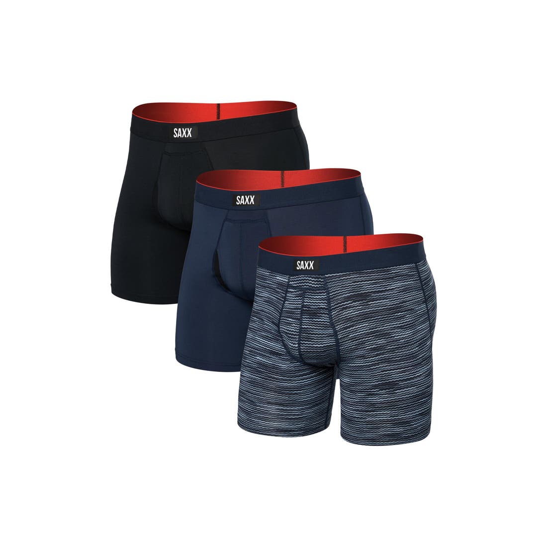 Saxx Assorted 3-Pack Multi-Sport Mesh Performance Boxer Briefs in Wavelength/navy/black