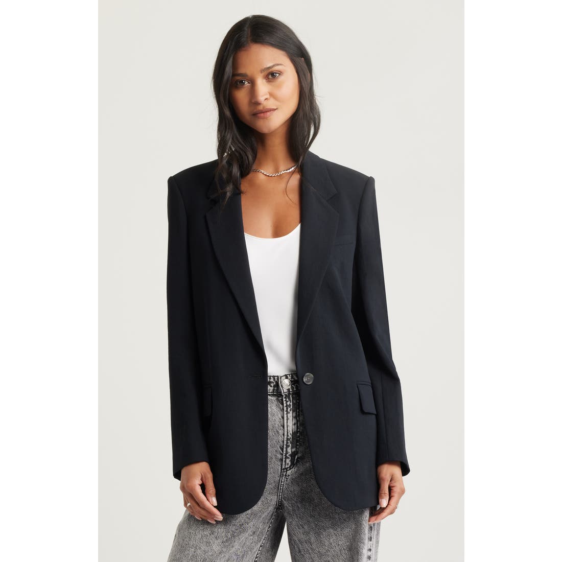 Open Edit Curator Crepe Relaxed Blazer