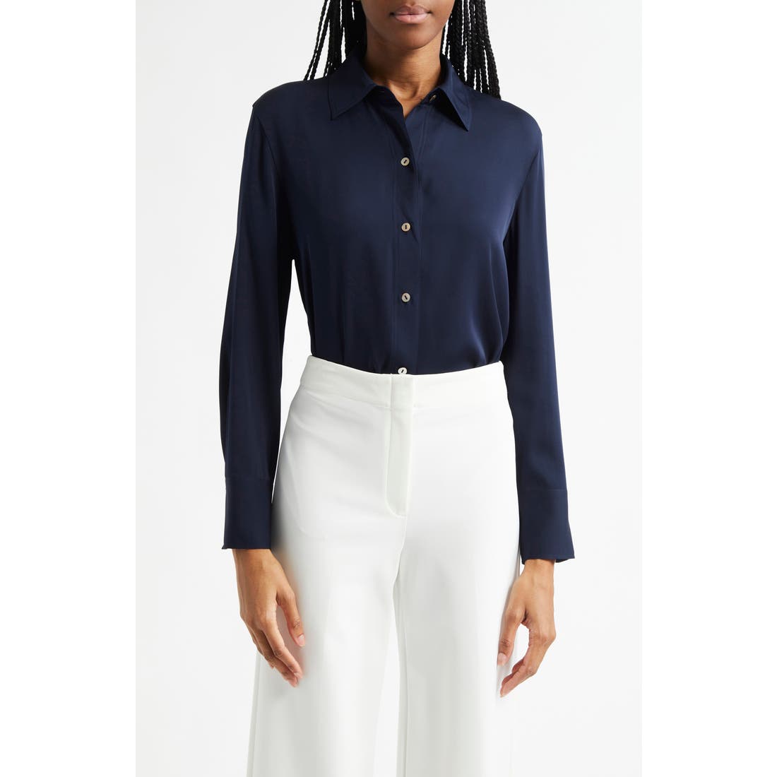 Vince Stretch Silk Button-Up Shirt