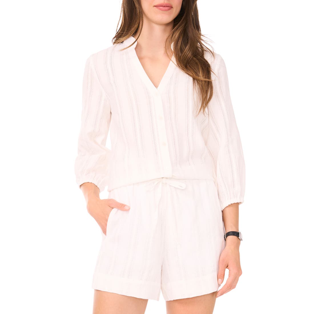 Halogen(r) ) Cotton Button-Up Top