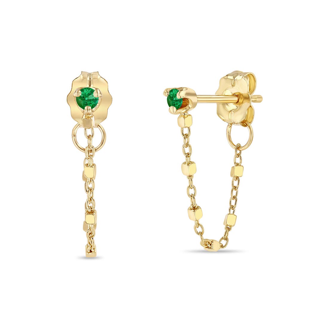 Zoë Chicco Emerald Chain Front/Back Earring