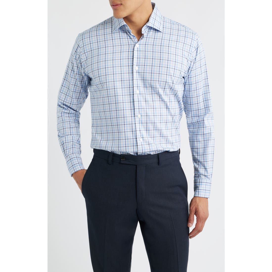 Peter Millar Crown Lite Shadow Check Performance Twill Button-Up Shirt