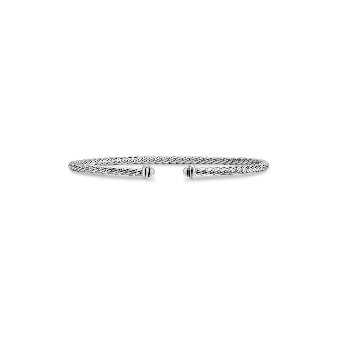 David Yurman Micro Cable Flex Sterling Silver Open Bracelet, 2.6mm