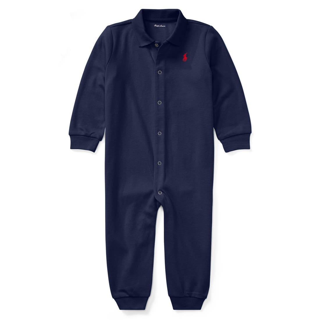 Ralph Lauren Solid Cotton Interlock Polo Romper