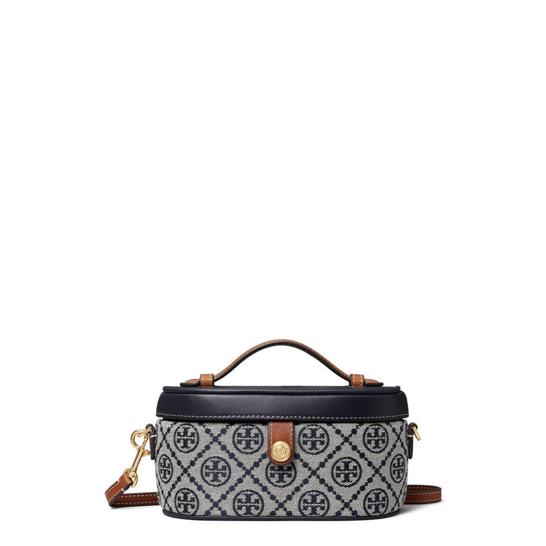 Tory Burch T Monogram Jacquard & Leather Vanity Train Case