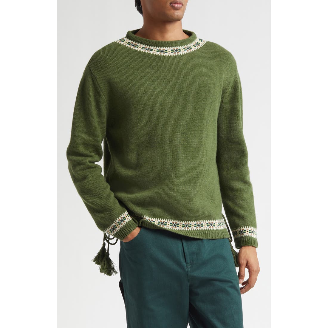 Bode Moritz Tassel Trim Virgin Wool Sweater