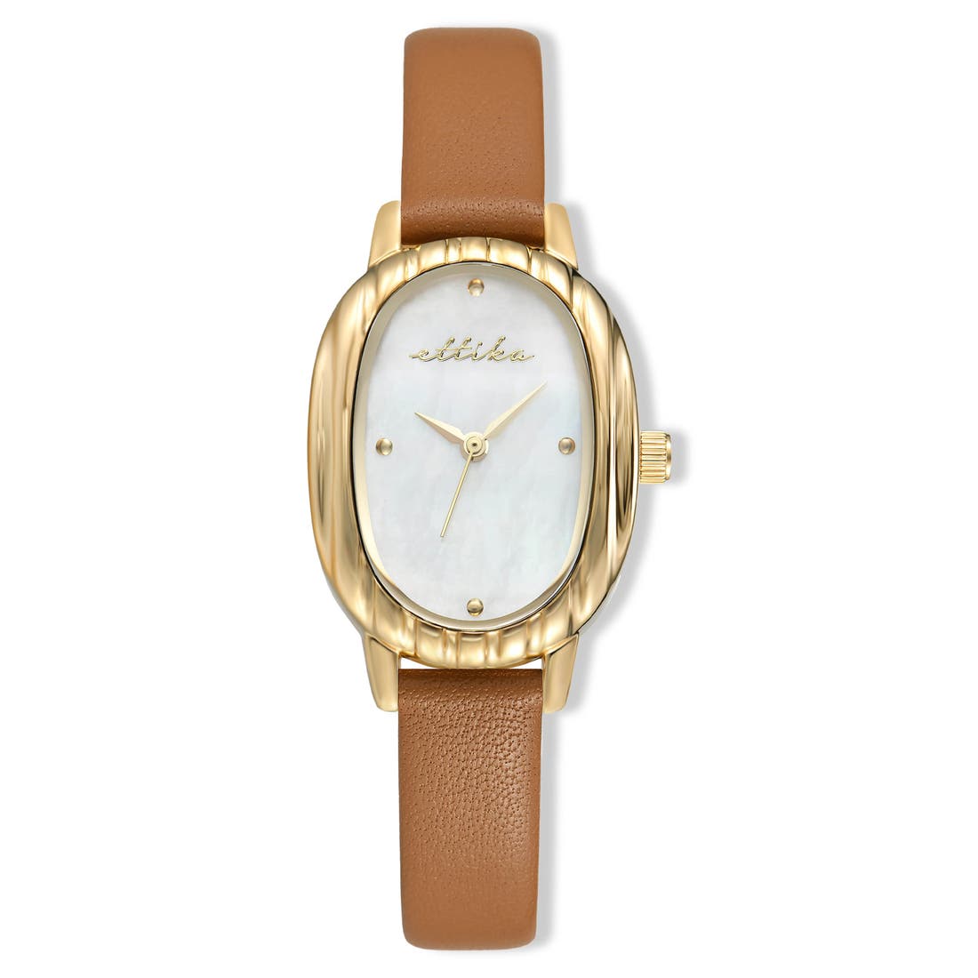Ettika Timeless Texture Leather Strap Watch