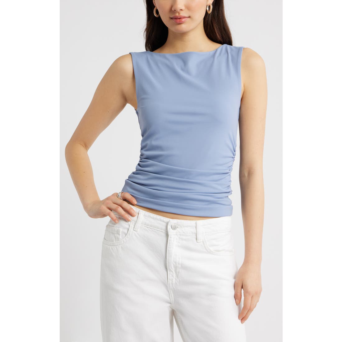 Open Edit Boat Neck Sleeveless Top