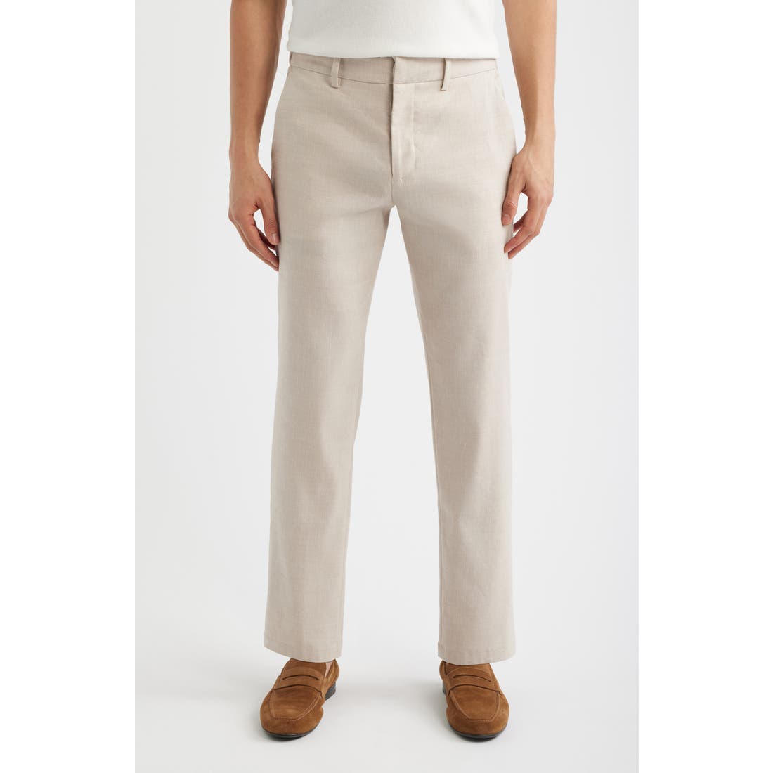 Nordstrom Linen Blend Flat Front Pants