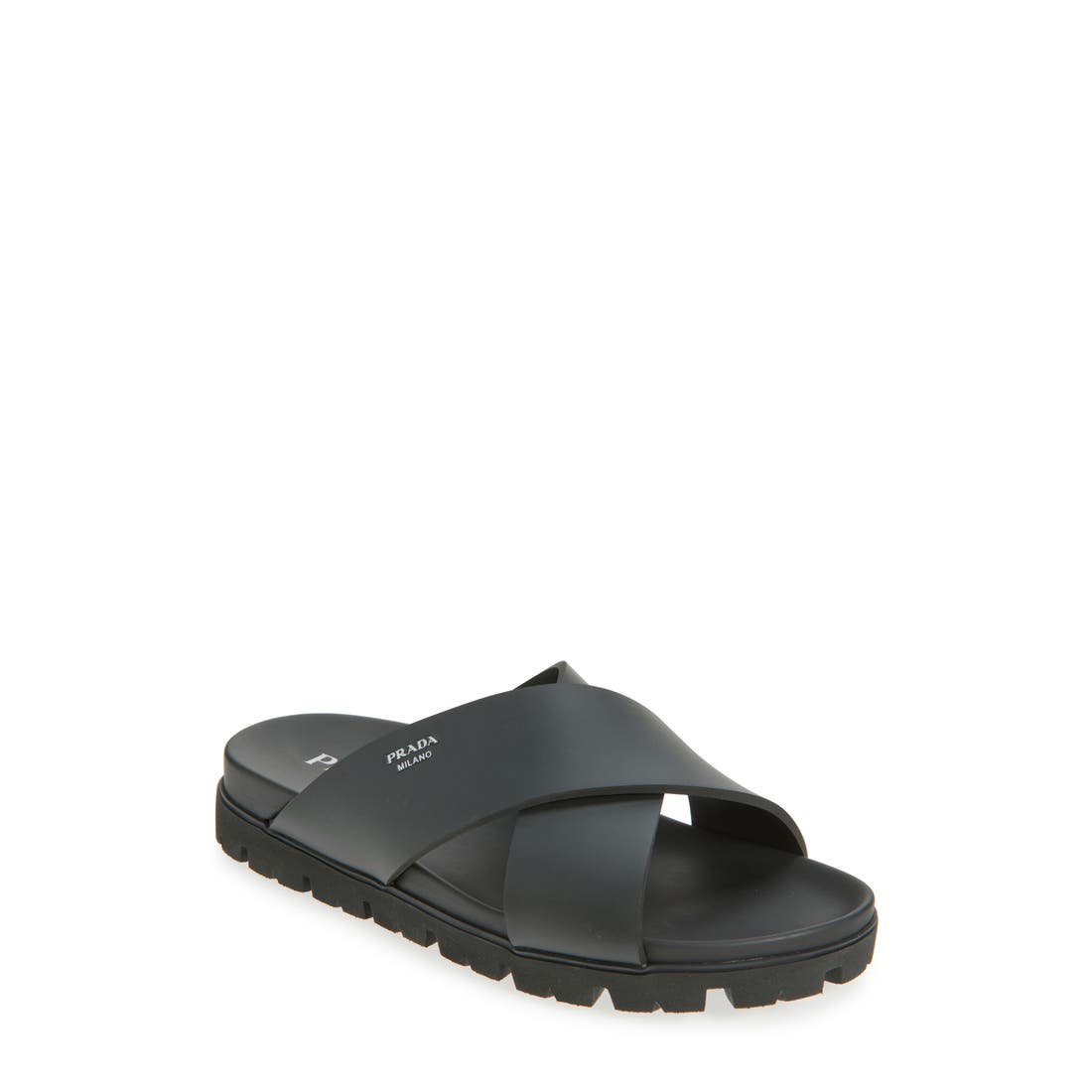 Prada Cross Strap Slide Sandal