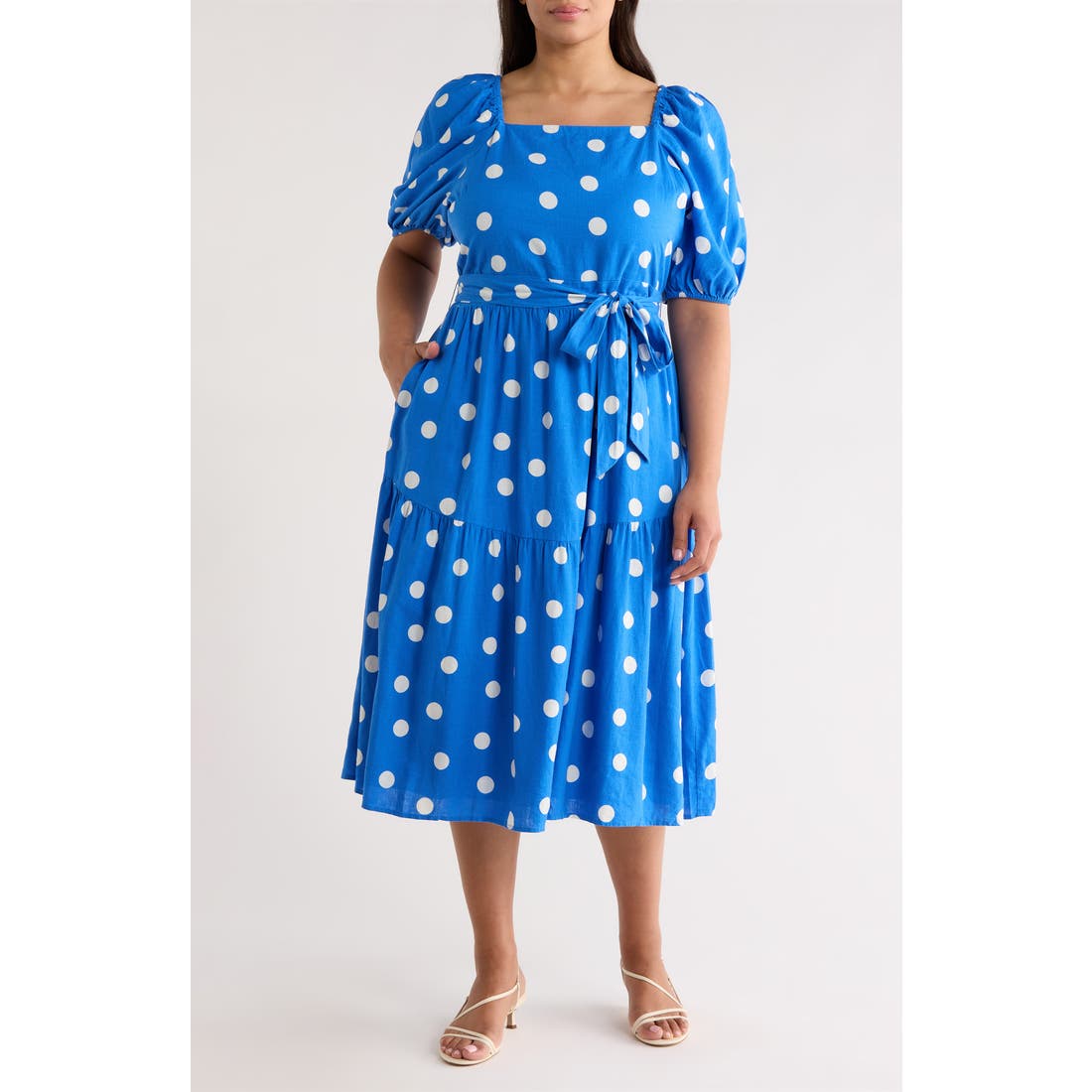 Nordstrom caslon(r) Puff Sleeve Linen Blend Midi Dress available now at  Tacoma Mall