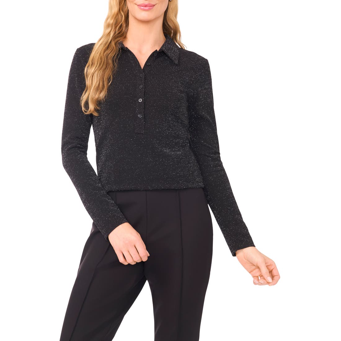 Ted Baker Jo Metallic Long Sleeve Polo