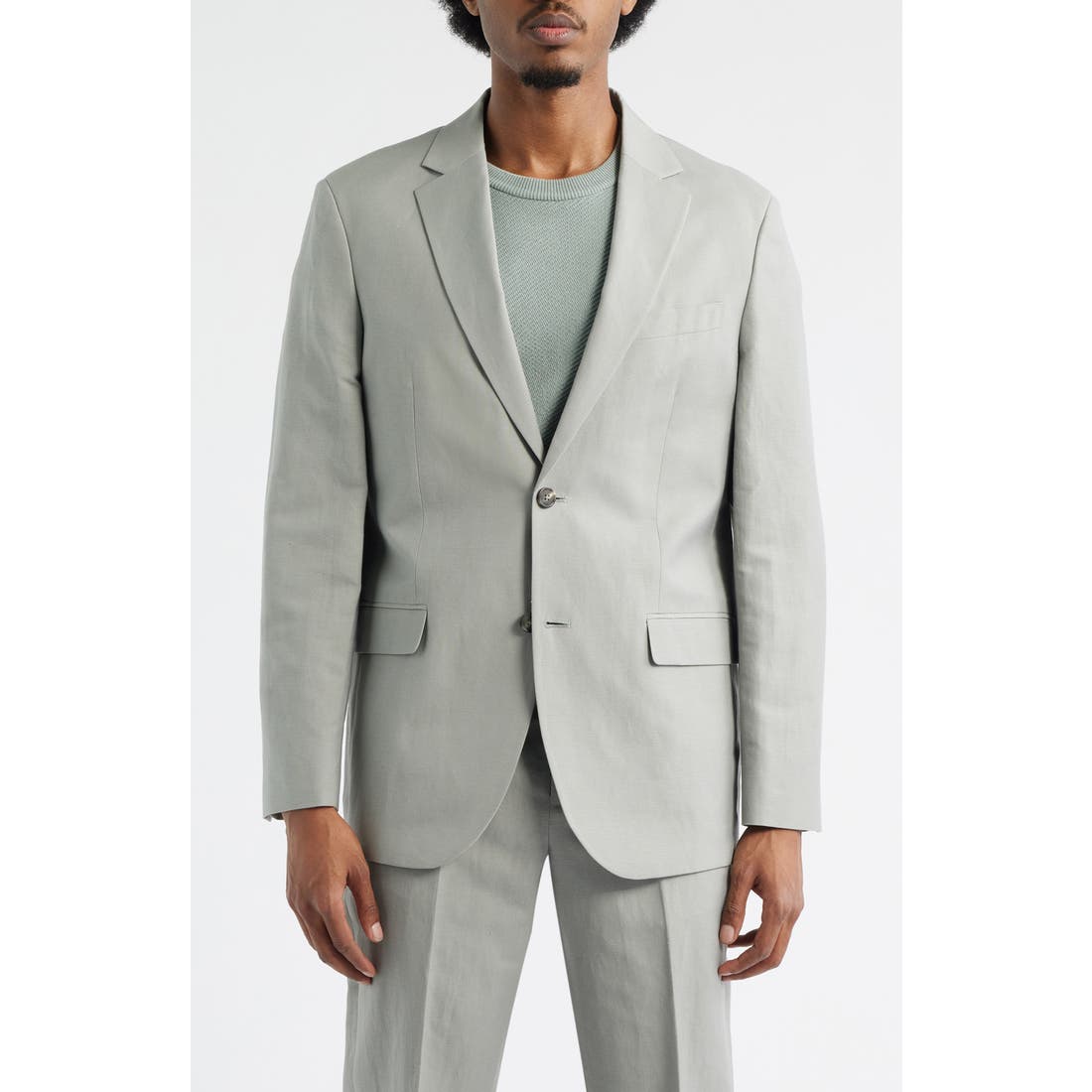 Open Edit Slim Fit Solid Linen Blend Sport Coat