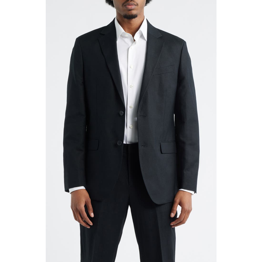 Open Edit Slim Fit Solid Linen Blend Sport Coat