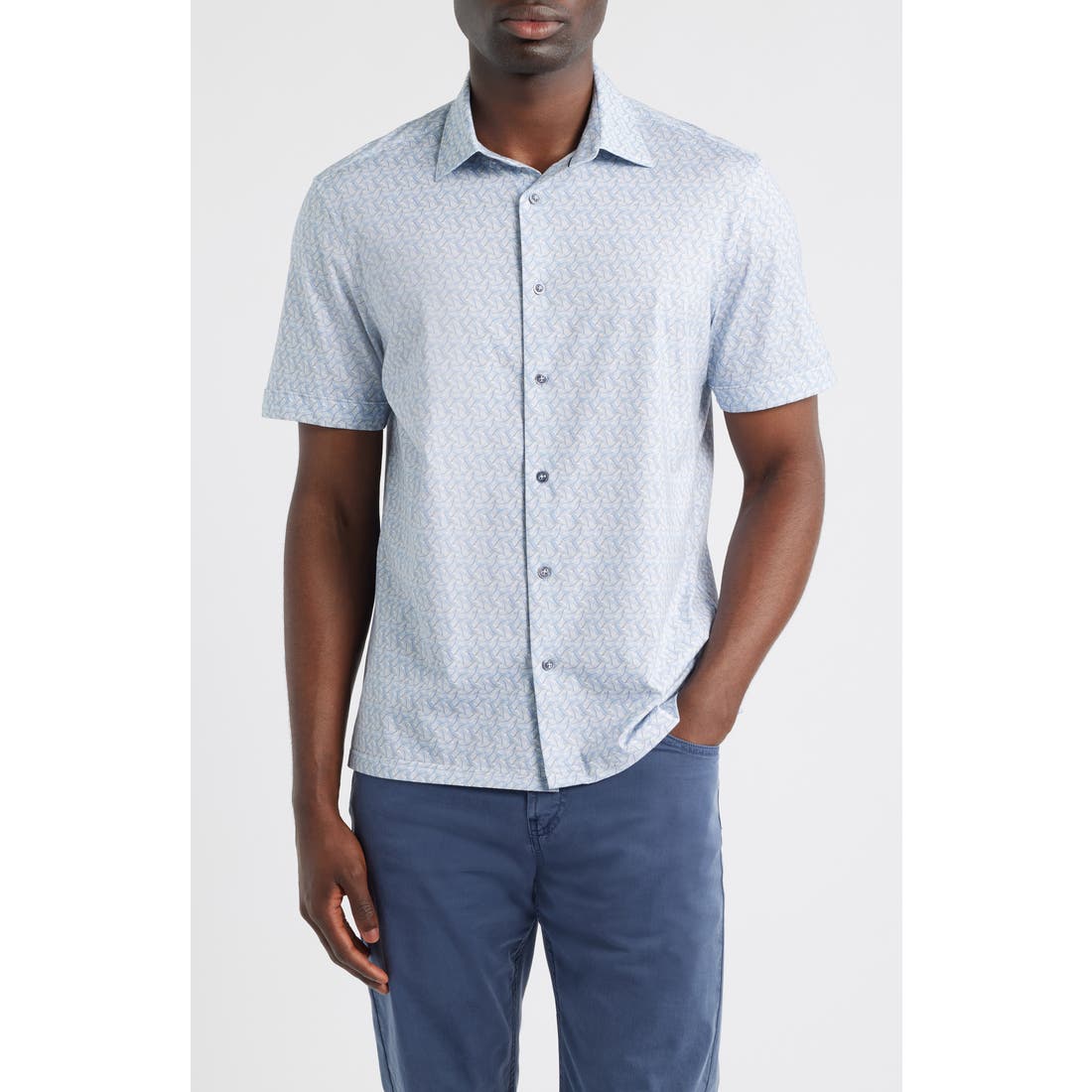 Bugatchi Milo OoohCotton® Abstract Print Short Sleeve Button-Up Shirt