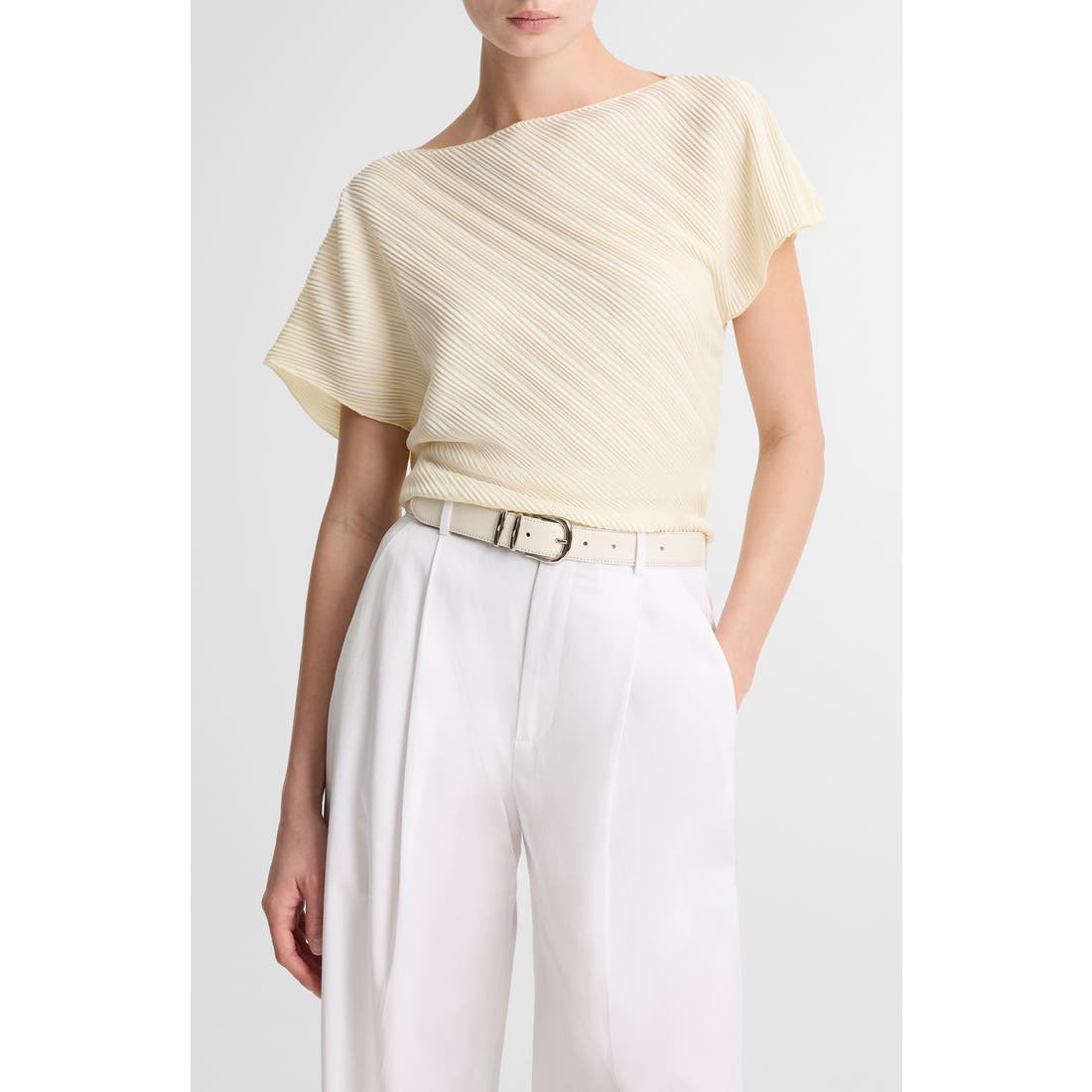 Vince Diagonal Pleat Satin Top