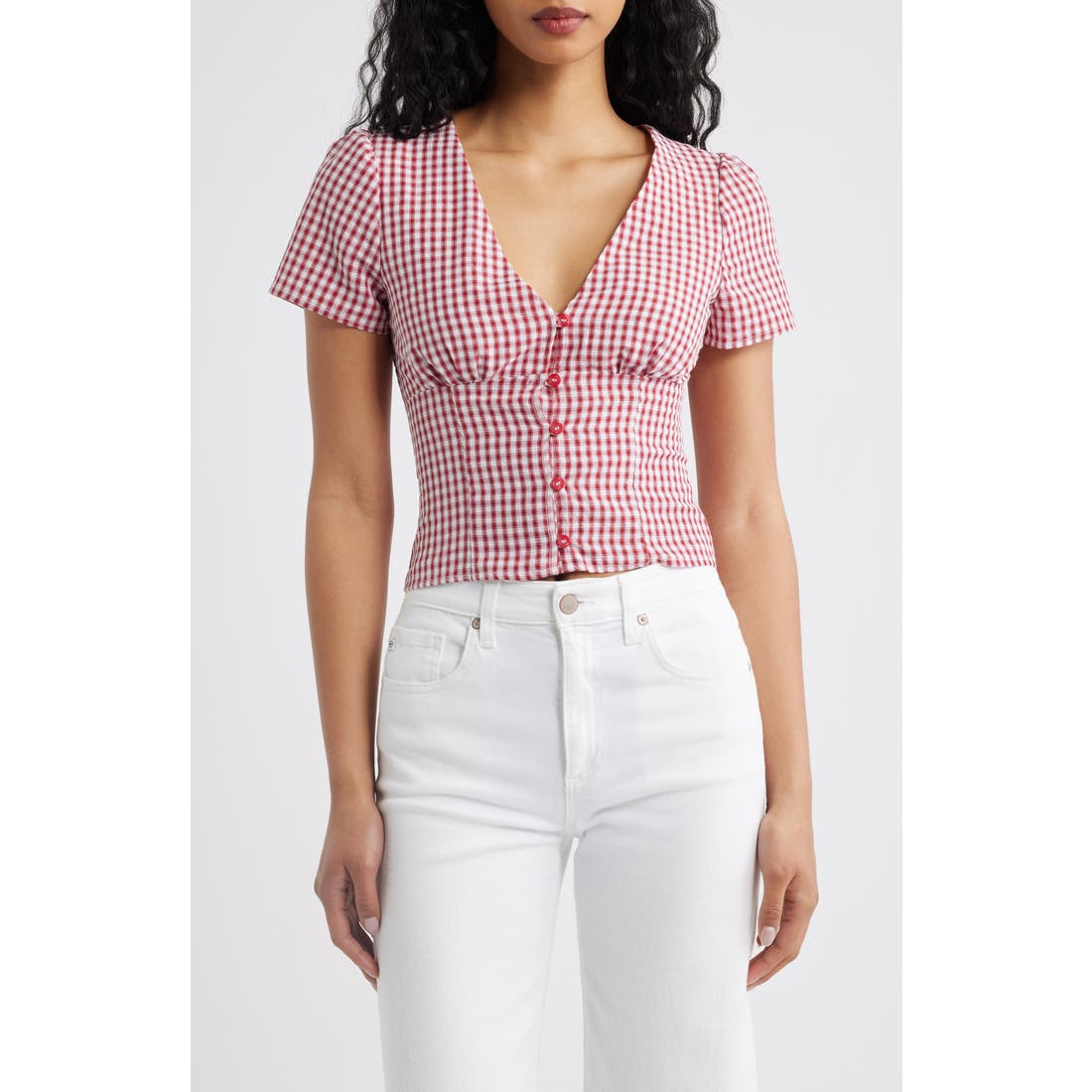 Princess Polly Isolda Gingham Button-Up Top