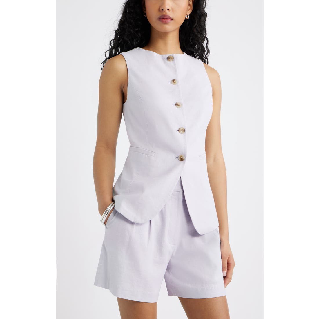 Open Edit Linen Blend Vest