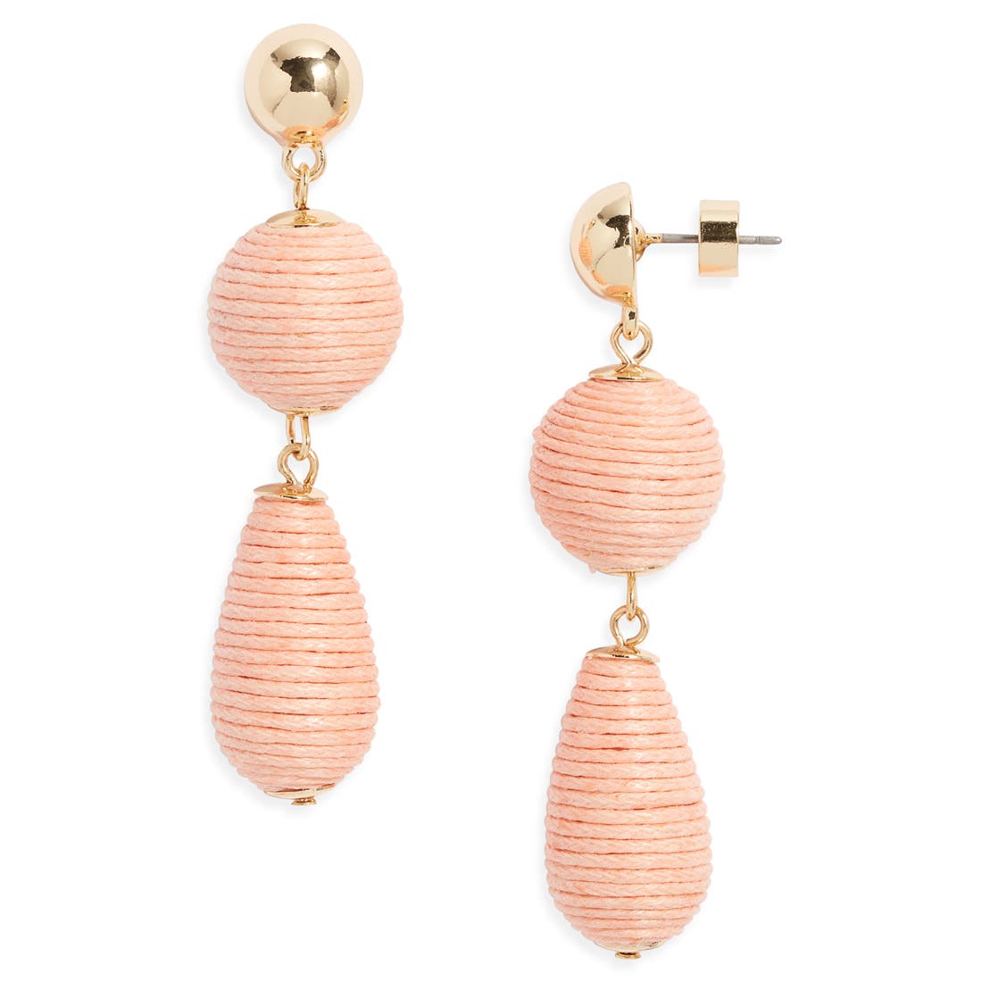 Nordstrom Triple Linear Drop Raffia Earrings