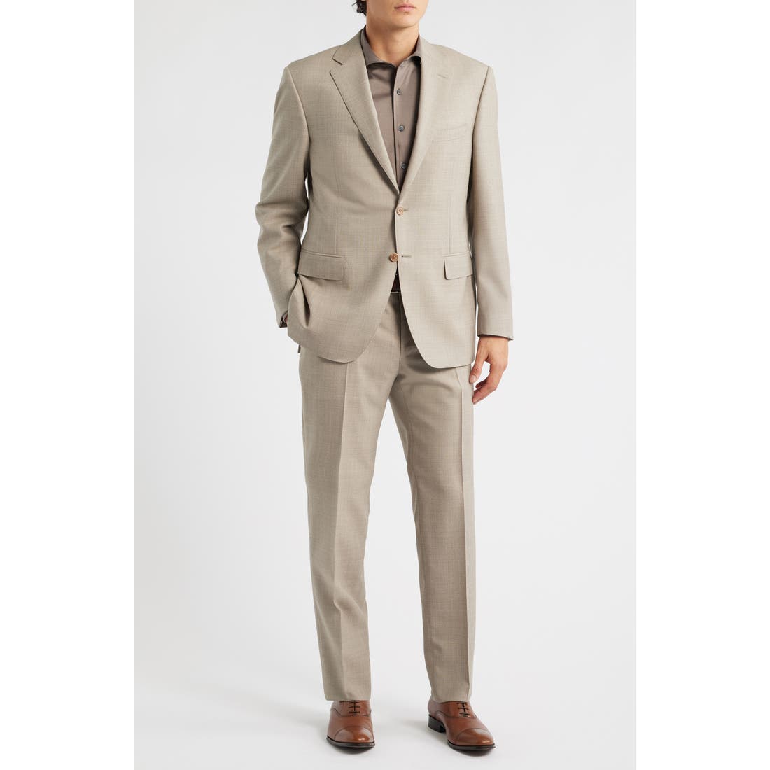 Canali Siena Regular Fit Solid Tan Wool Suit
