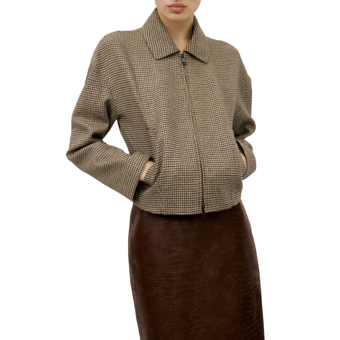 Mango Gina Houndstooth Microcheck Jacket