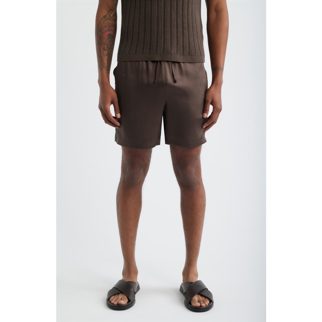 Open Edit Satin Drawstring Shorts