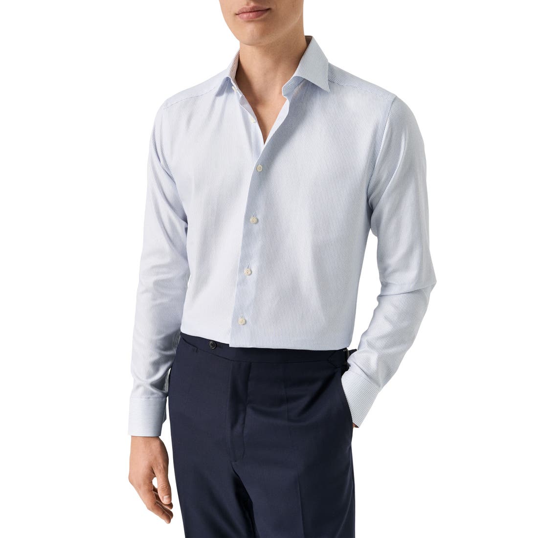 green emerald velvet dress Eton Contemporary Fit Pleated Dress Shirt White main image 1