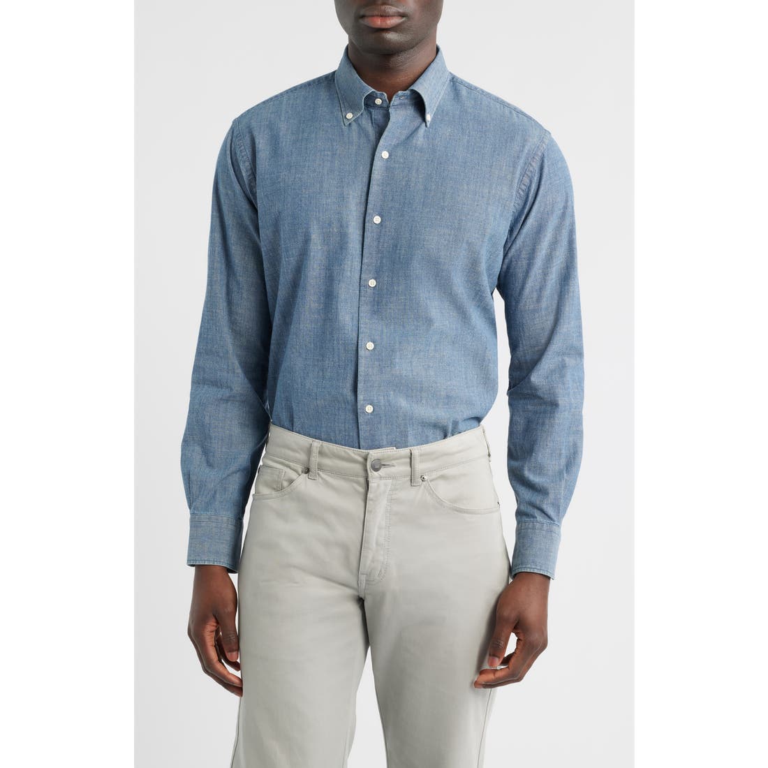 Peter Millar Davenport Stretch Chambray Button-Down Shirt