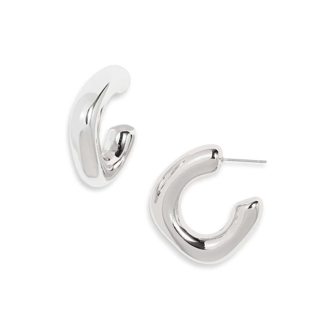 Open Edit Puffy Square Hoop Earrings