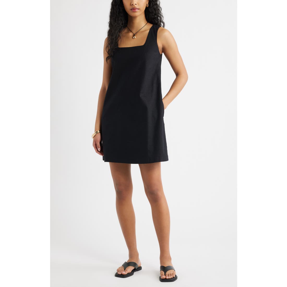 Open Edit Linen Blend Shift Dress