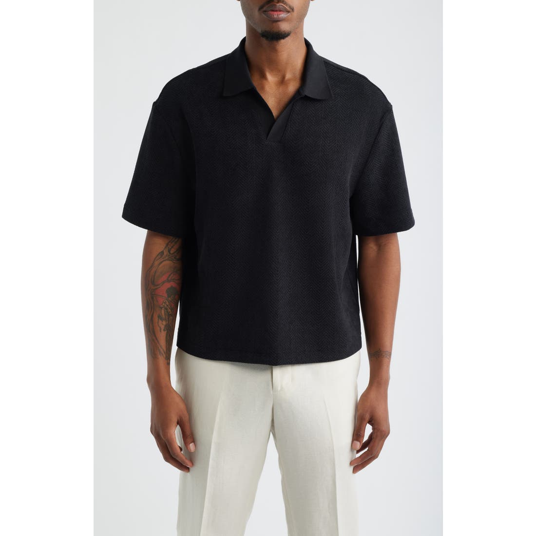 Open Edit Knit Johnny Collar Polo