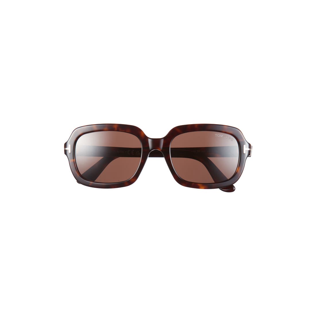 Tom Ford Lana 53mm Rectangular Sunglasses in Shiny Classic Dark Havana/t/logo/brown Lens