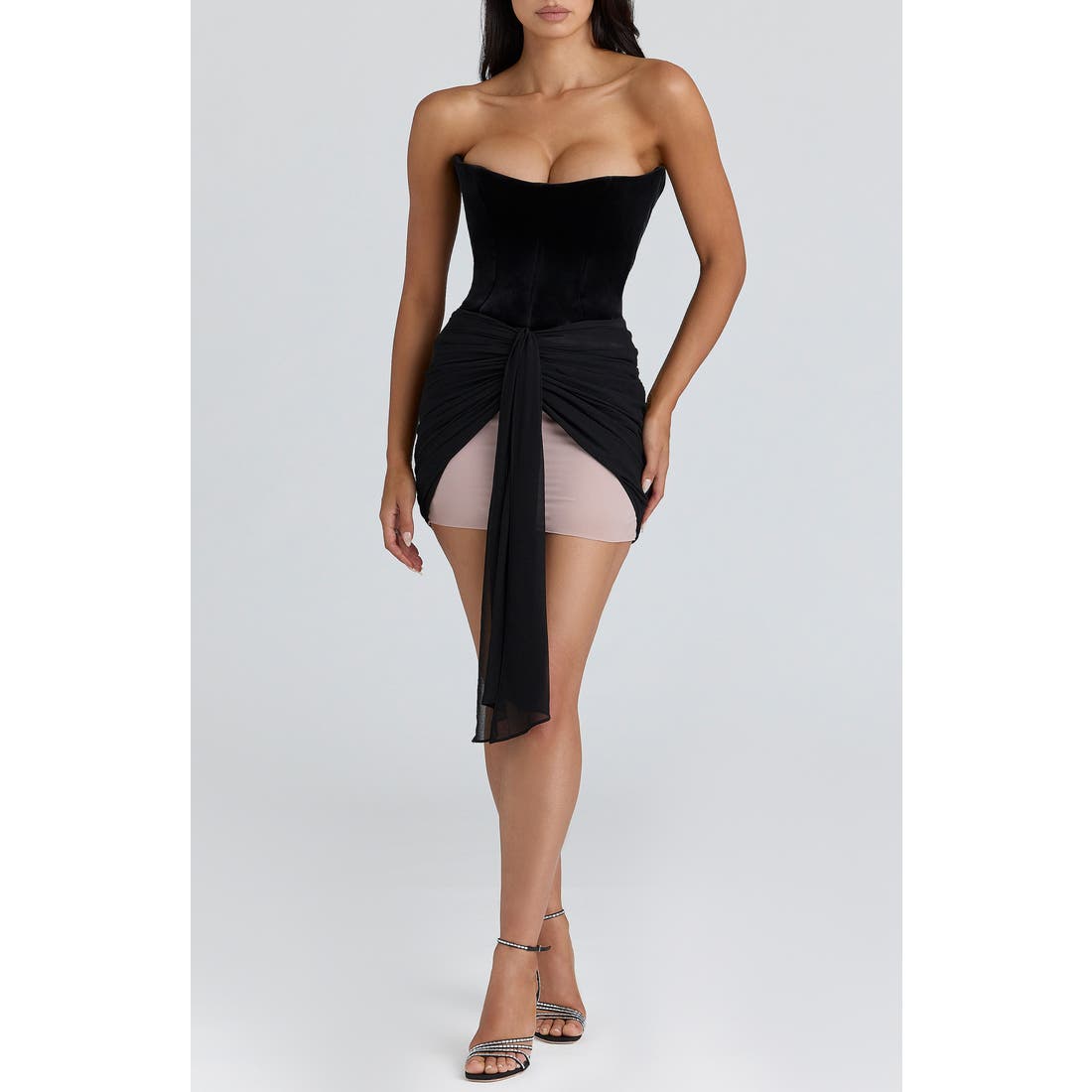 princess polly baby blue dress Soloiste black strapless cocktail dress - body con main image 1