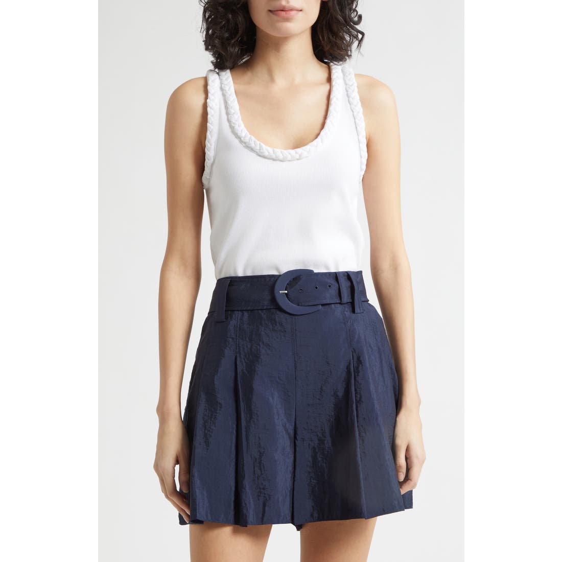 Cinq À Sept Braid Accent Tank in White/white
