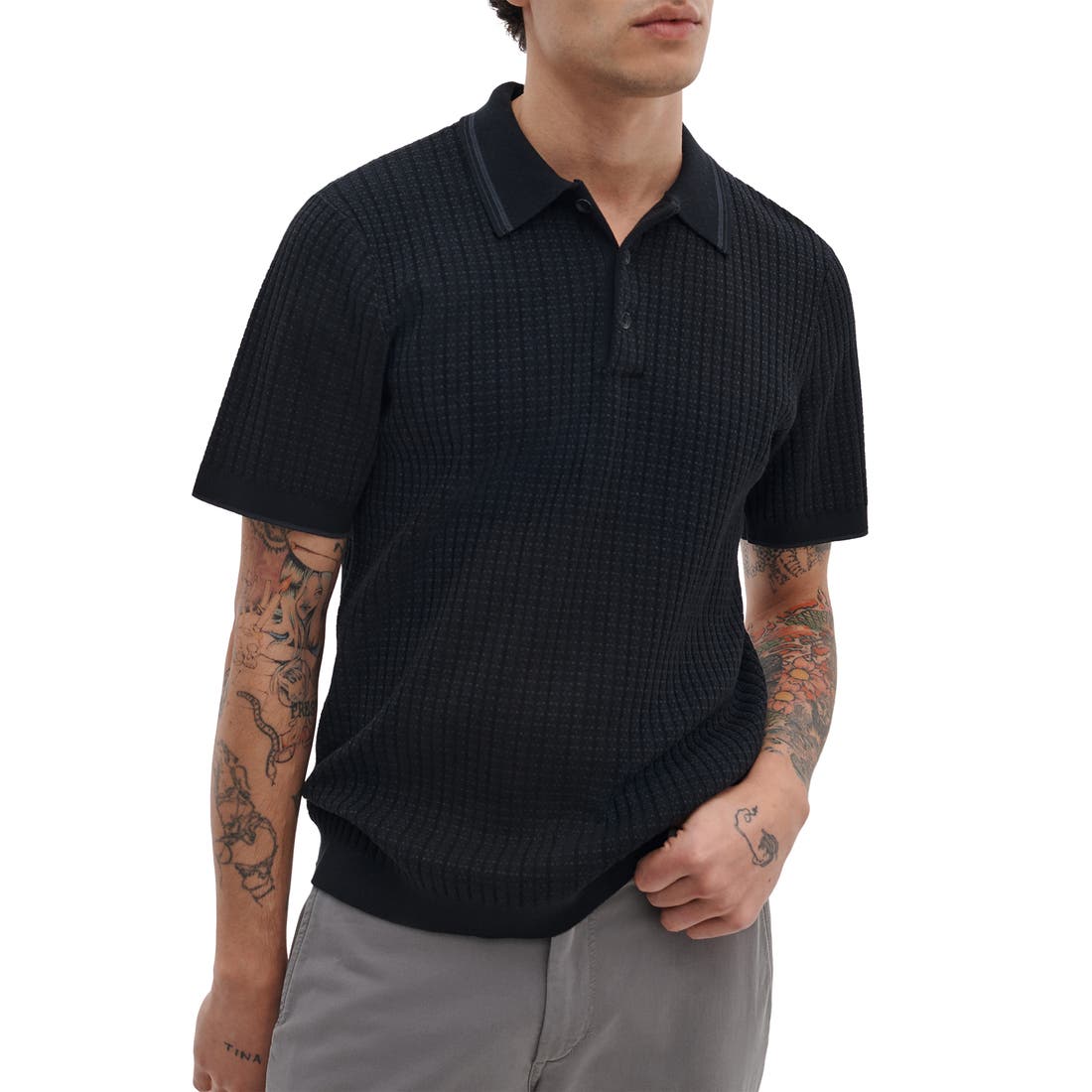 Rag & Bone Harvey Rib Polo Sweater