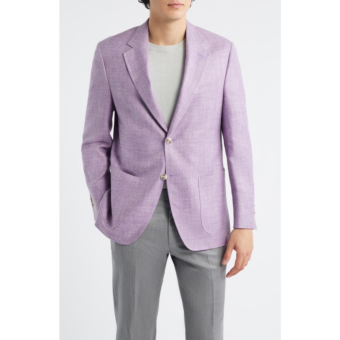 Peter Millar Hyperlight Soft Light Purple Mélange Silk & Linen Blend Sport Coat