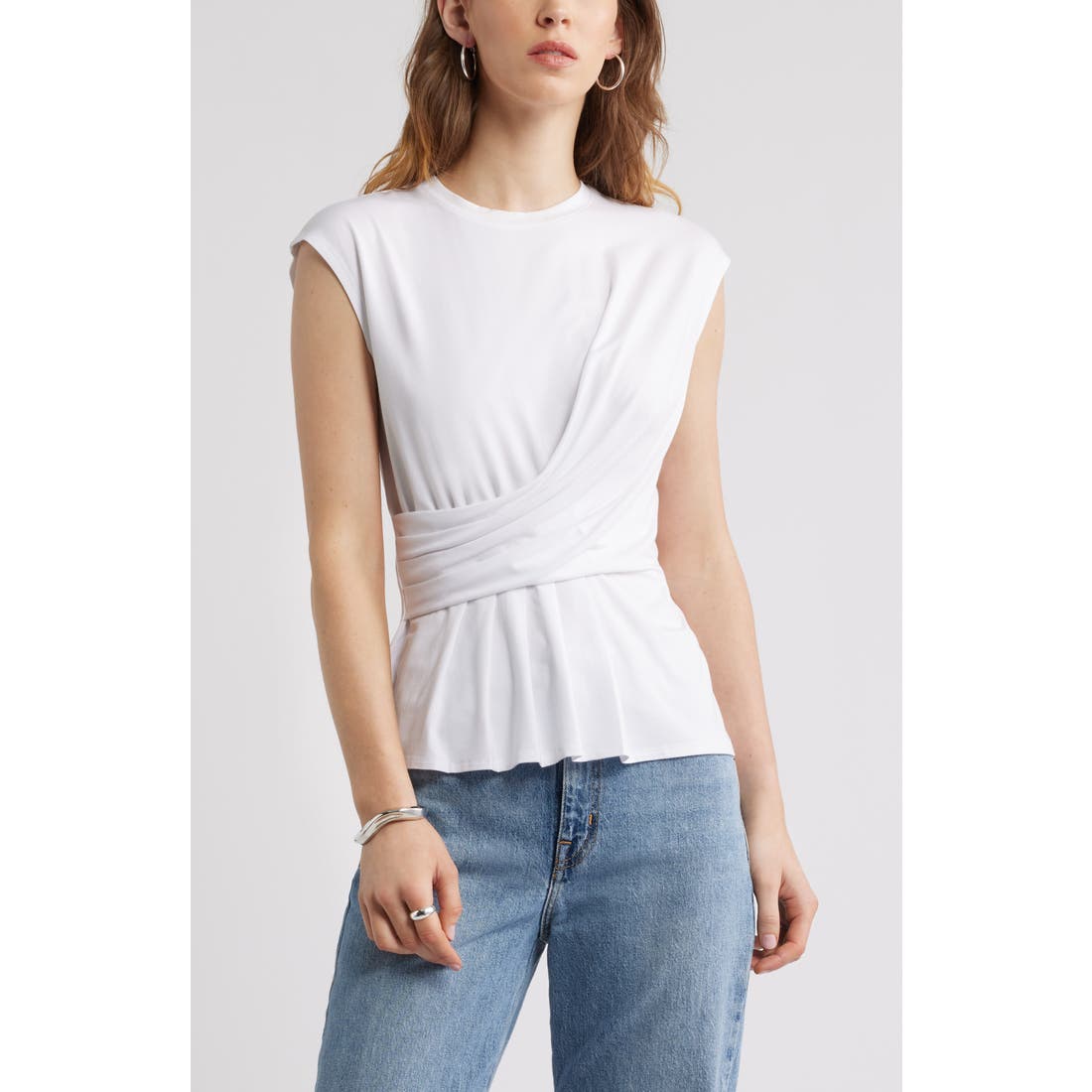 Nordstrom Draped Cap Sleeve Peplum Top