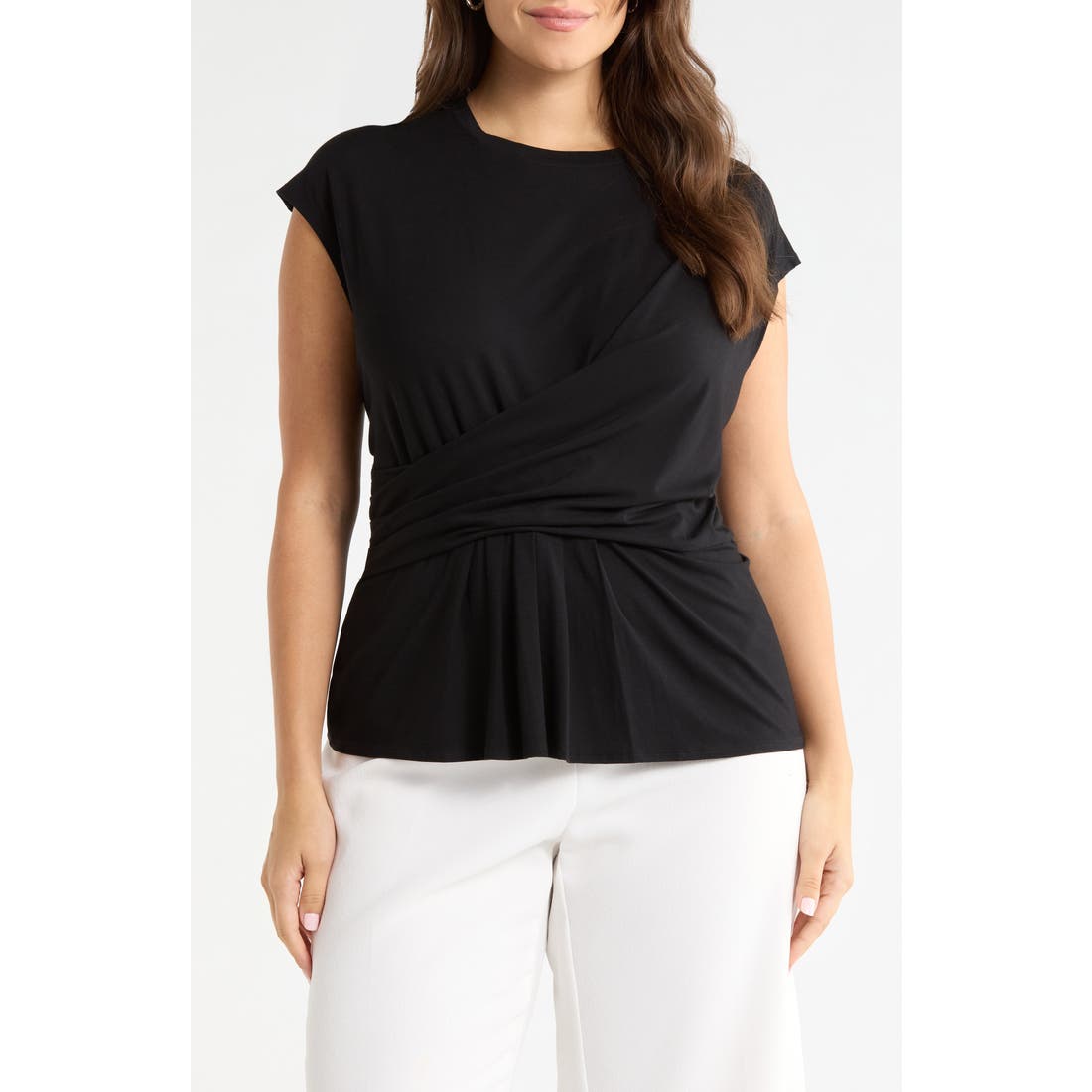 Nordstrom Cap Sleeve Drape Front Top