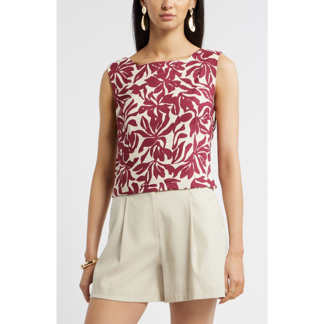 Nordstrom Linen Blend Shell Top